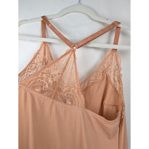 Peach Lace Trim Cami Slip Dress Racerback Adjustable Fairy Dainty Coquette YqK - Picture 5 of 9